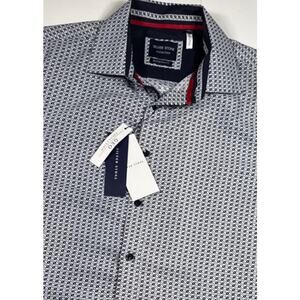 SILVER STONE GEO Collection Mens Short Sleeve‎ Shirt XL Blue NWT